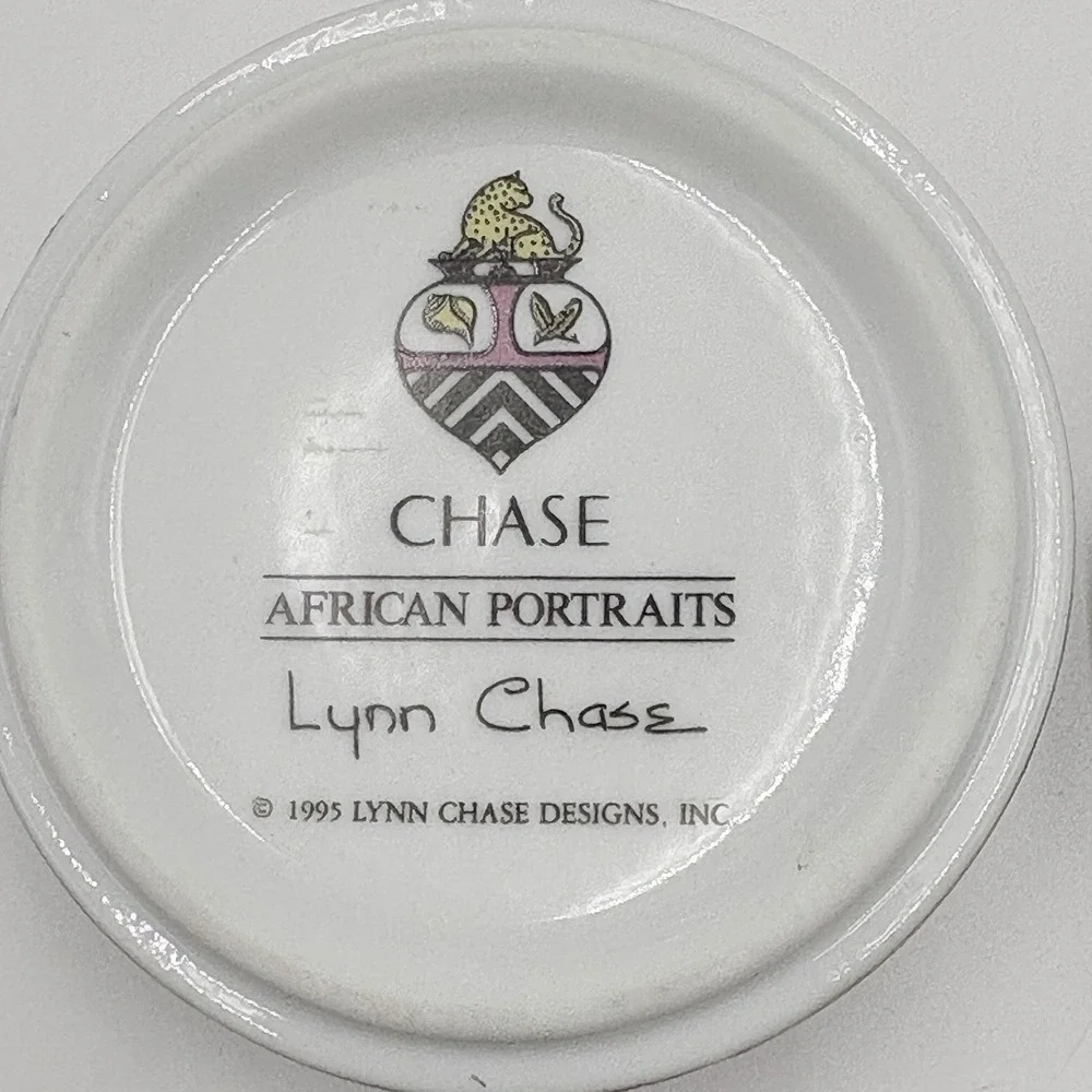 Lynn Chase African Portraits Lion Trinket Box Porcelain 1995 Safari Vintage
